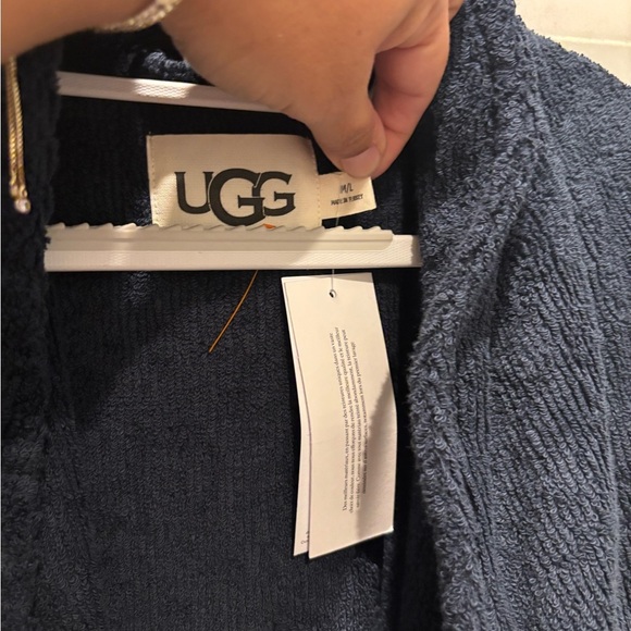 Ugg mens turner terry robe navy blue size M/L - Picture 4 of 5